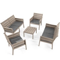 GARTENMÖBEL-SET MITTU 5-tlg, Beige/Braun - Beige/Braun, Kunststoff - KONSIMO®