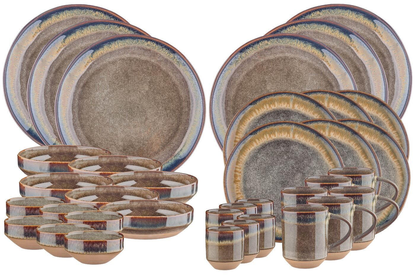 KOMPLETTSERVICE Genesis - 36er-Set - Basalt - Braun, Keramik (1/1/1cm) - Björn