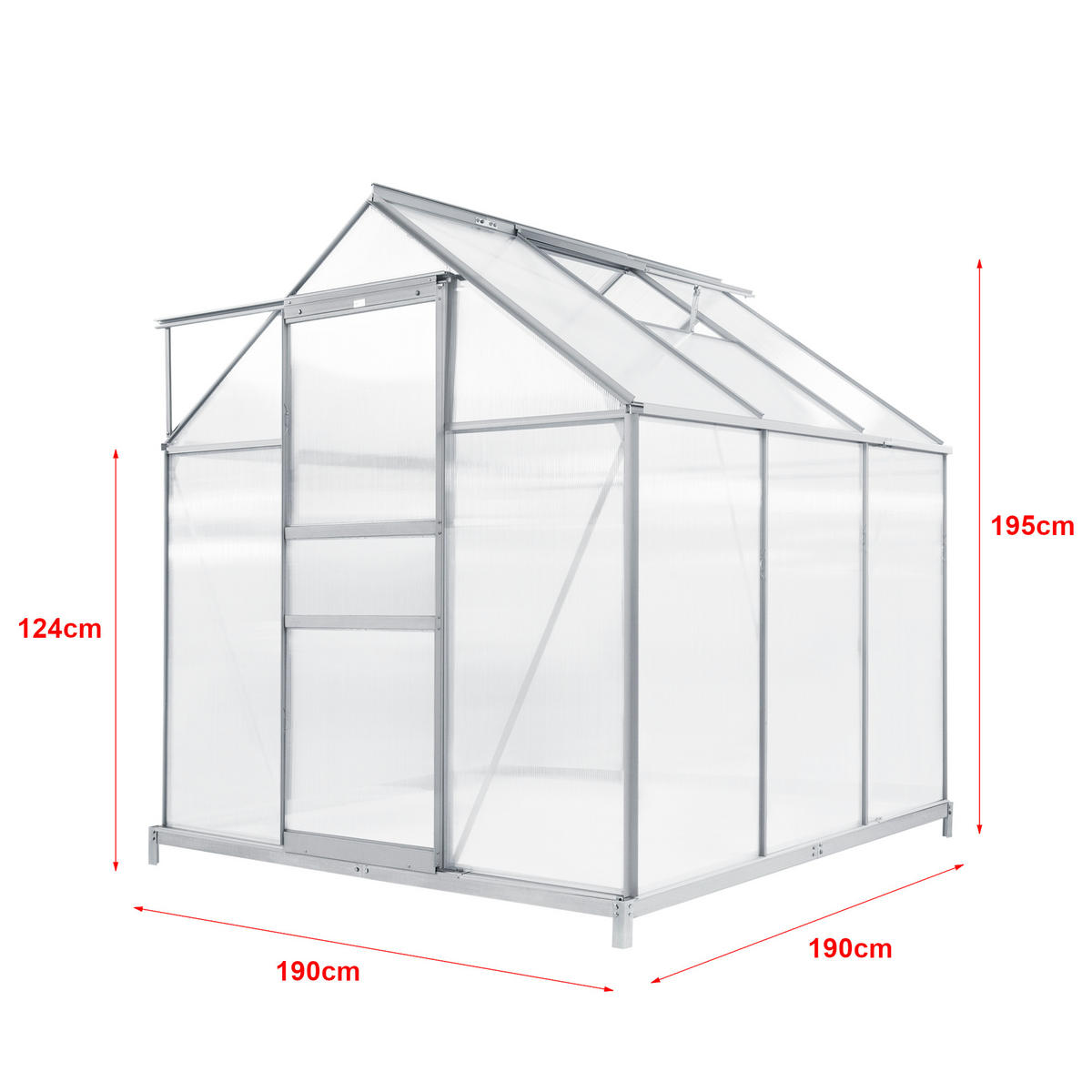 TREIBHAUS Oisterwijk - Transparent, Kunststoff/Metall (190/195/190cm) - [en.casa]