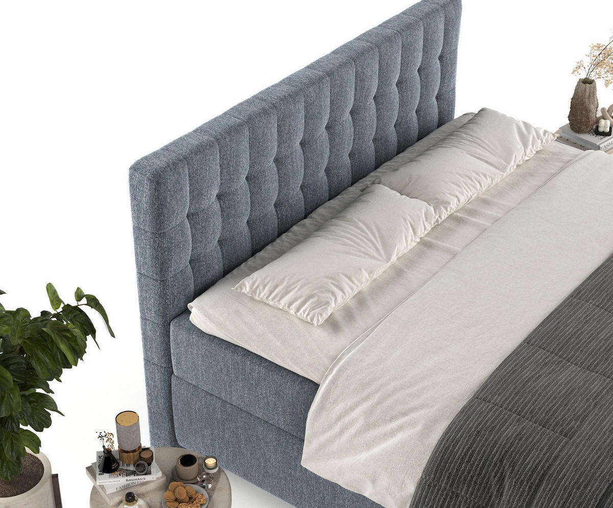 BOXBETT Milo Blau 160/200 cm - Blau/Schwarz, Holz/Holzwerkstoff (160/200cm) - Maison de Reve