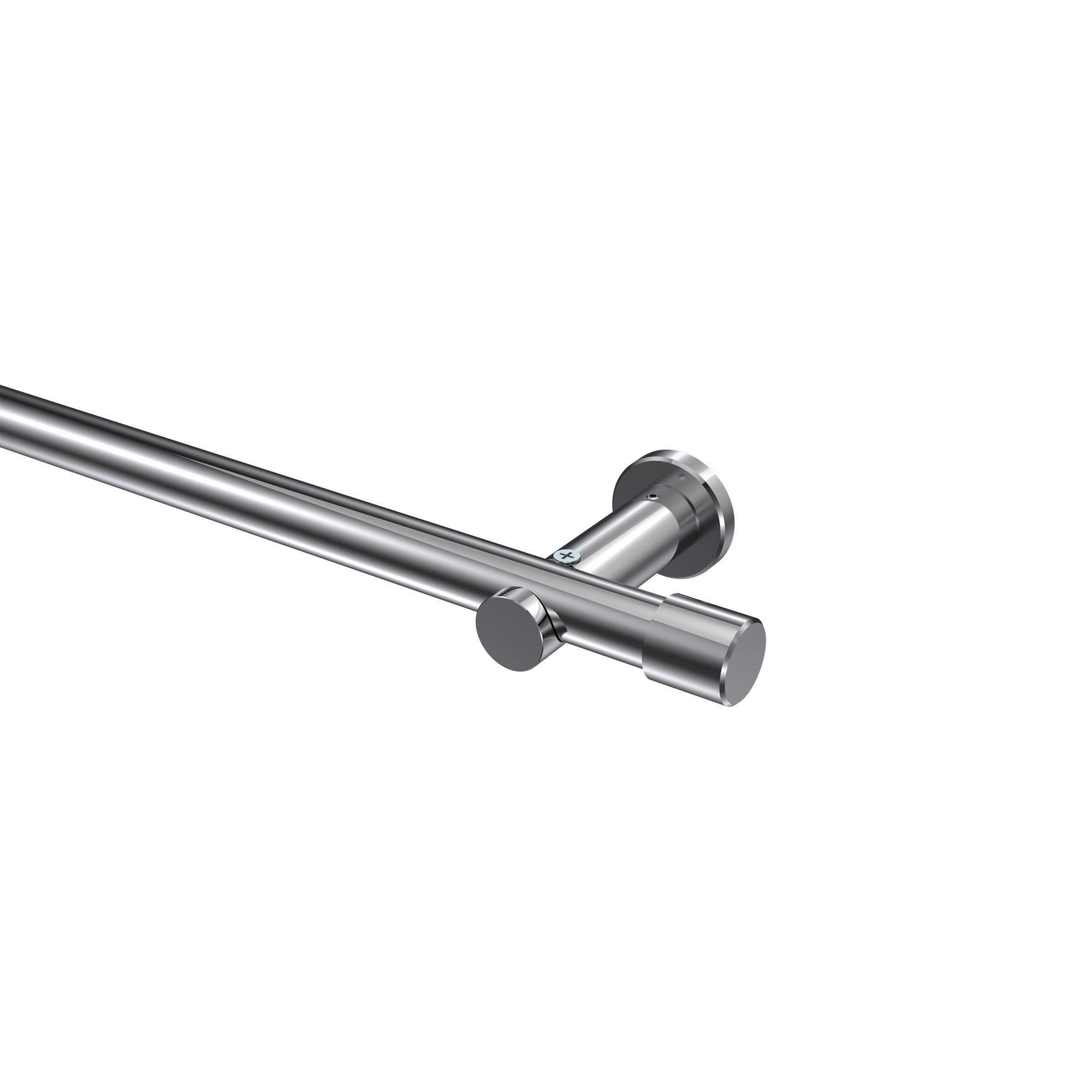 GARDINENSTANGEN-SET Platon Santo 140 cm, 1-läufig (ohne Ringe), 20 mm Ø Chrom - Chromfarben, Metall (140cm) - INTERDECO