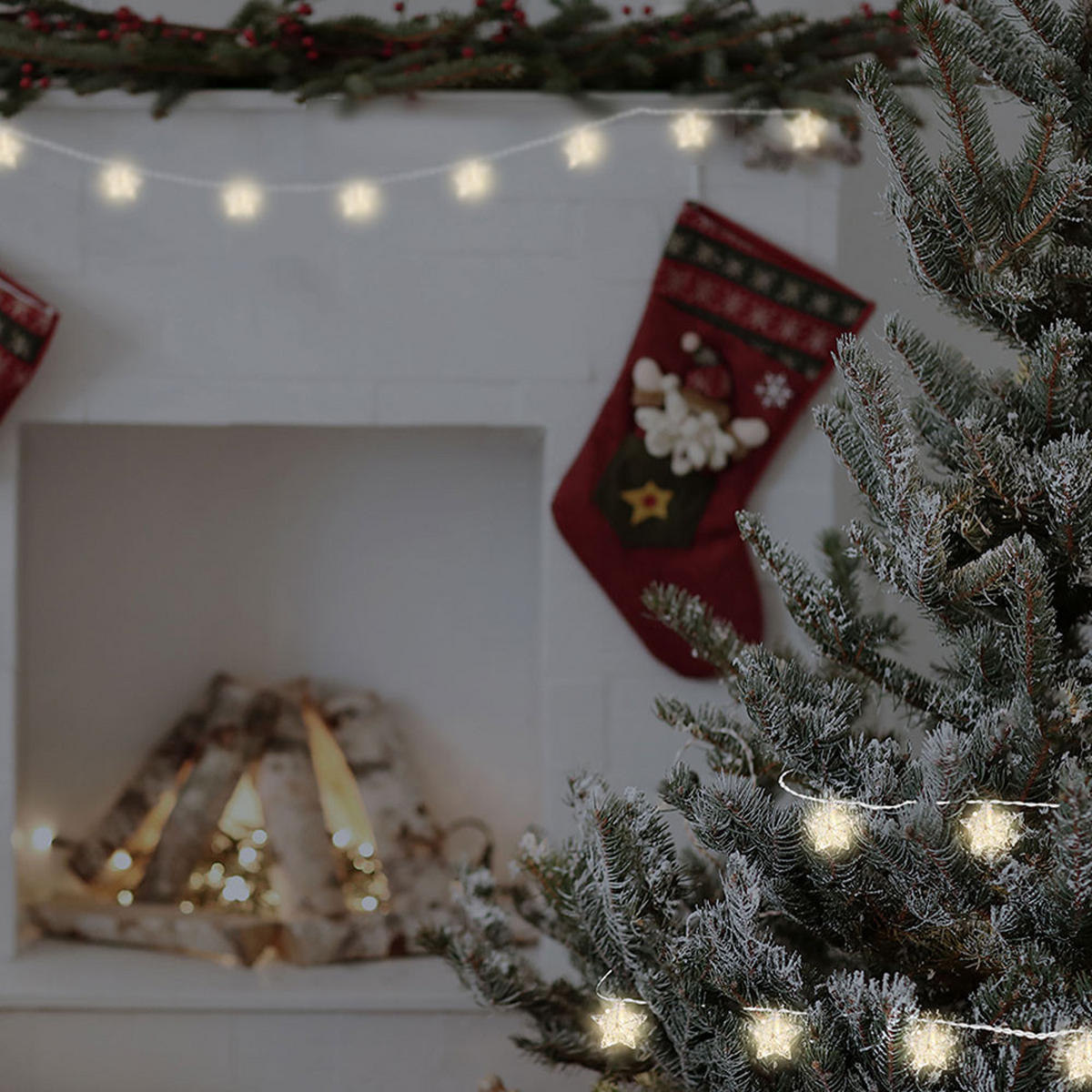 LED LICHTERKETTE Sternen-Design Silber - Silberfarben, Metall (90/5.5/1.5cm) - Globo Lighting