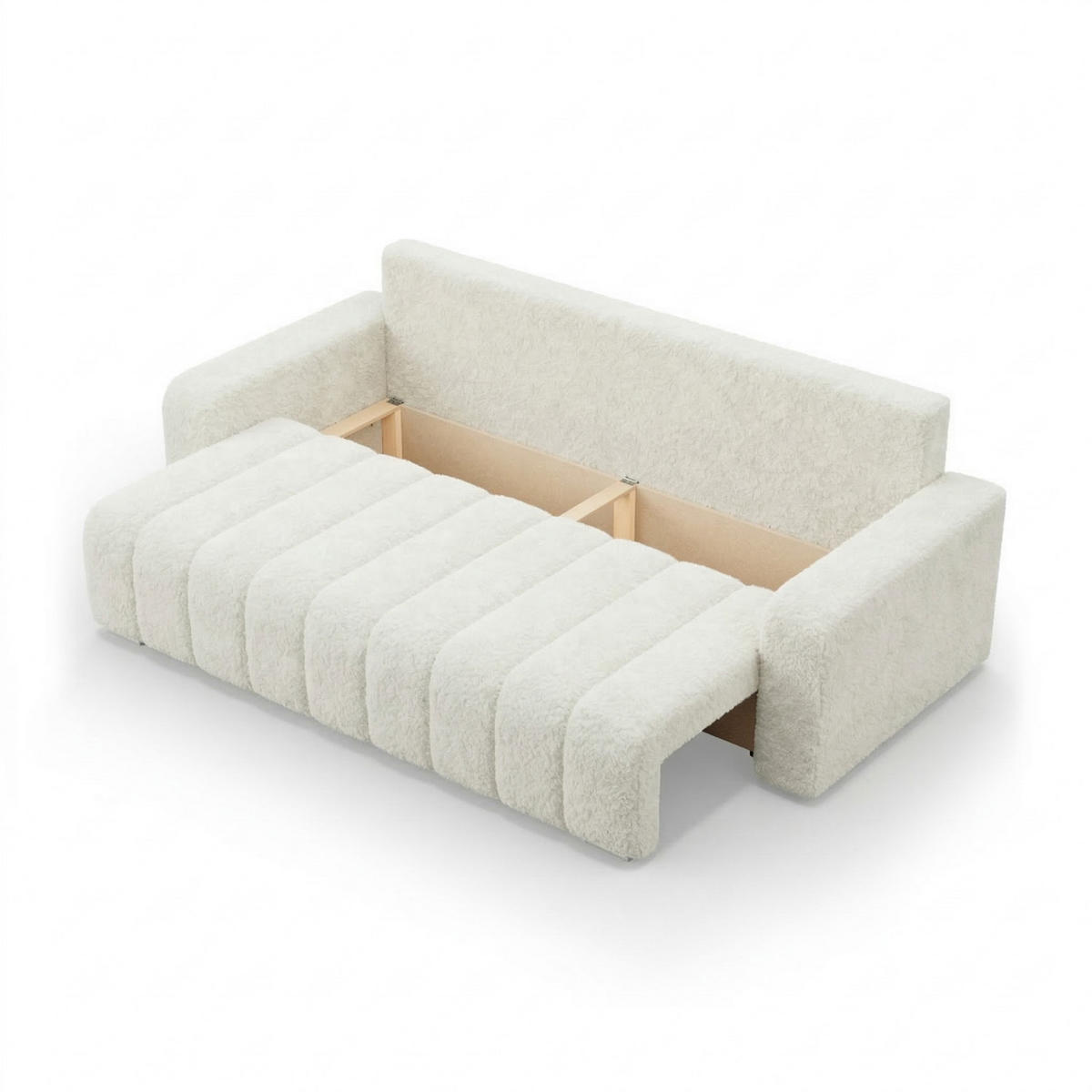 SOFA 3-SITZER MIT SCHLAFFUNKTION ABRIELLE Creme - Creme, Textil (97/87/227cm) - Mebligo