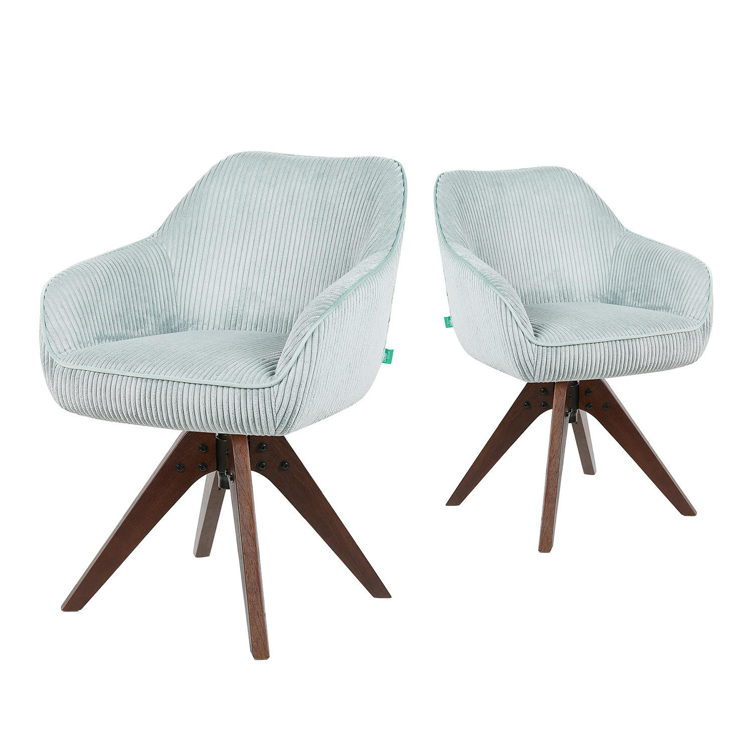 ARMLEHNSTUHL Mika-Finn 2er-Set - Nussbaumfarben/Hellblau, Eichenholz/Holz (60/82/61cm) - DUBI Möbel