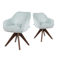 ARMLEHNSTUHL Mika-Finn 2er-Set - Nussbaumfarben/Hellblau, Eichenholz/Holz (60/82/61cm) - DUBI Möbel