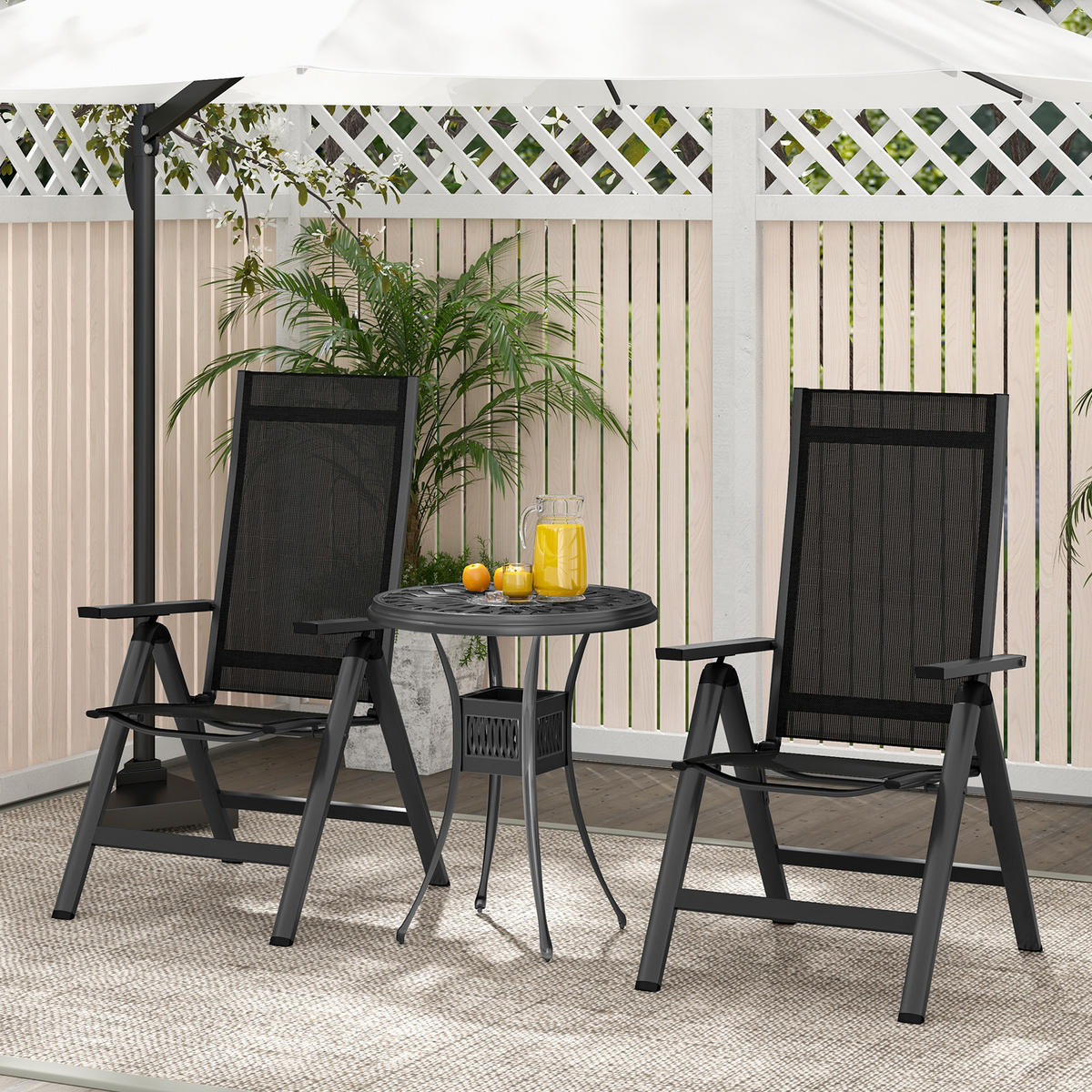 GARTENSTUHL Schwarz - Schwarz, Metall (58/112/70cm) - COSTWAY