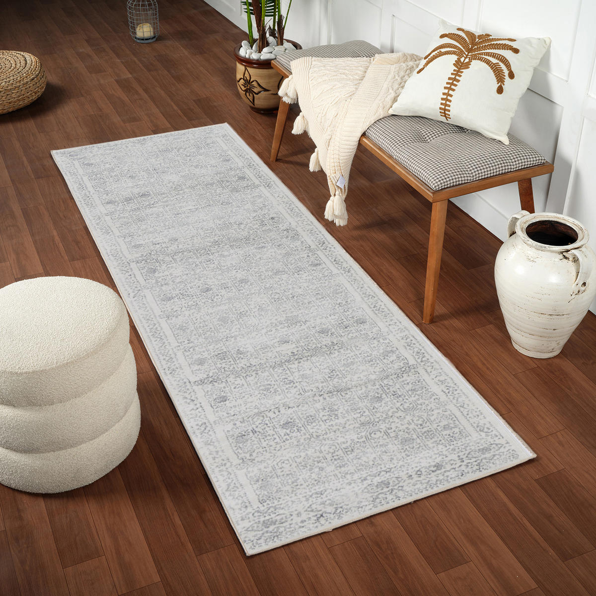 VINTAGE-TEPPICH 80/220 cm Grau - Grau, Naturmaterialien/Textil (80/220cm) - LIVABLISS