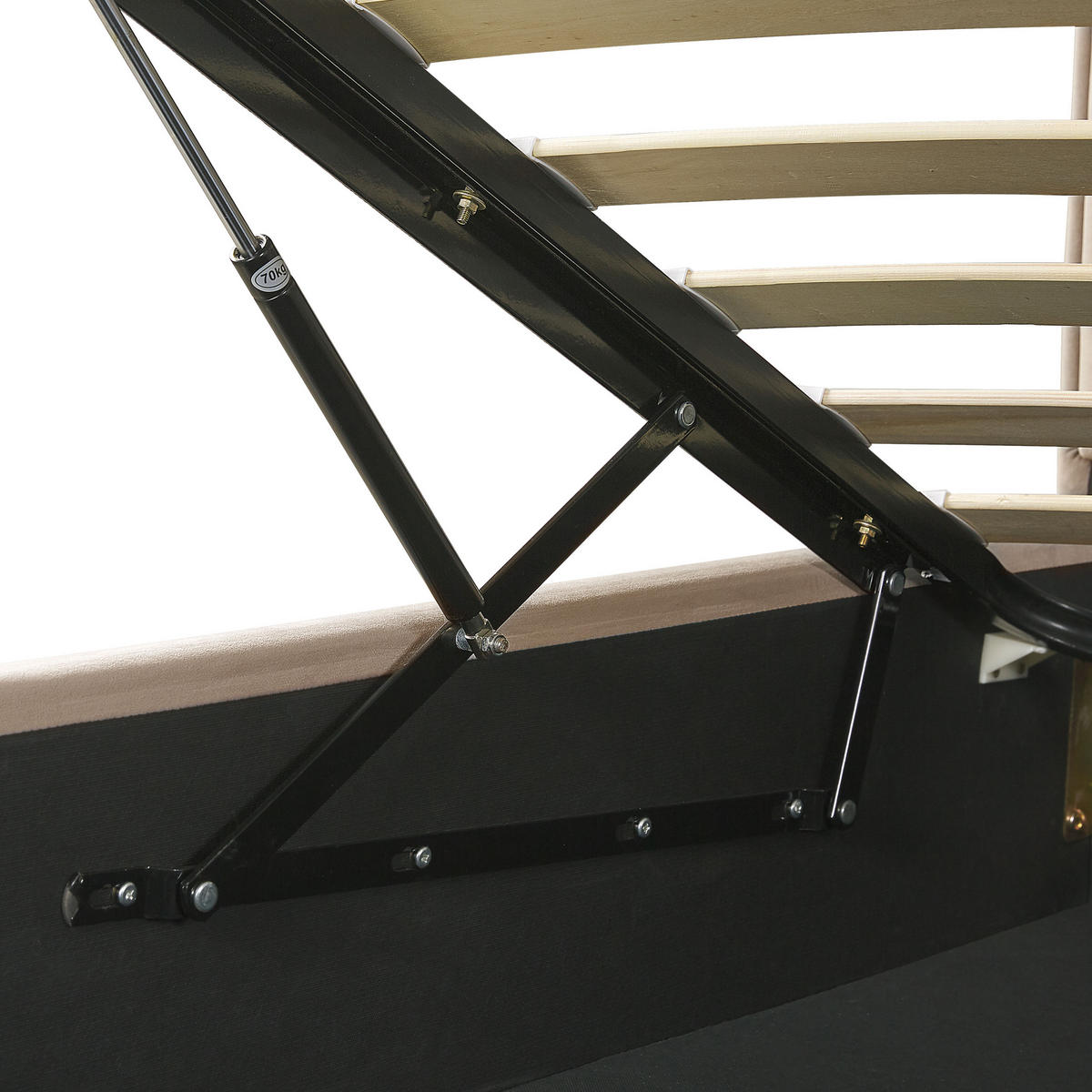 BETT mit Stauraum 180/200 cm Taupe Sezanne - Taupe/Schwarz, Textil (180/200cm) - Beliani