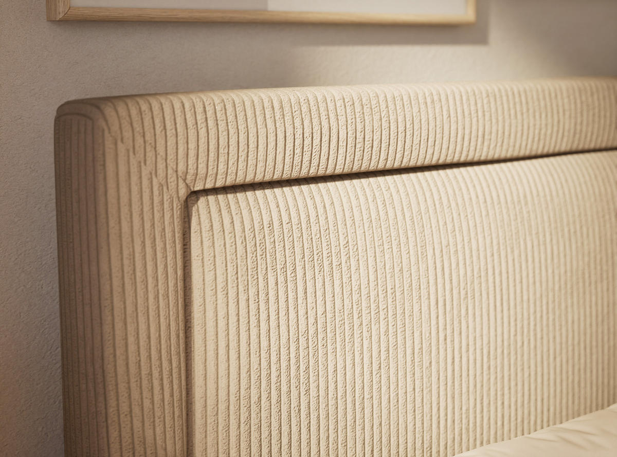 BOXSPRINGBETT Fresco 160/200 cm, in Beige, Bettkasten, Matratze, Topper - Beige/Schwarz, Holz/Holzwerkstoff (160/200cm) - Maison de Reve