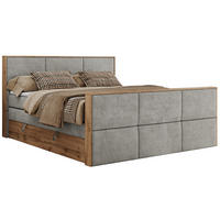 BOXSPRINGBETT ALBERO 2 KING DUO 140/200 Hellgrau Strukture - H3 - Hellgrau, Holz/Textil (140/200cm) - MKS