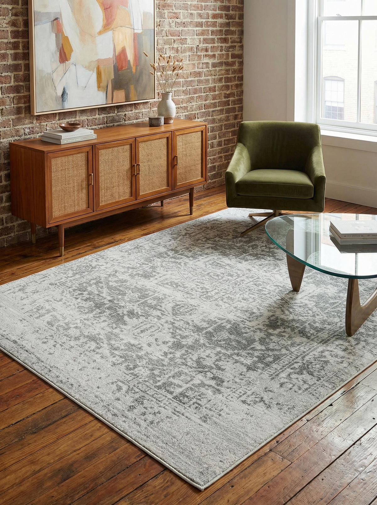 TEPPICH Kunstfaser kurzflor vintage orientalisch LODI-Lambro, Silbergrau 120x170 cm - Grau, Textil (120/170cm) - KADIMA DESIGN