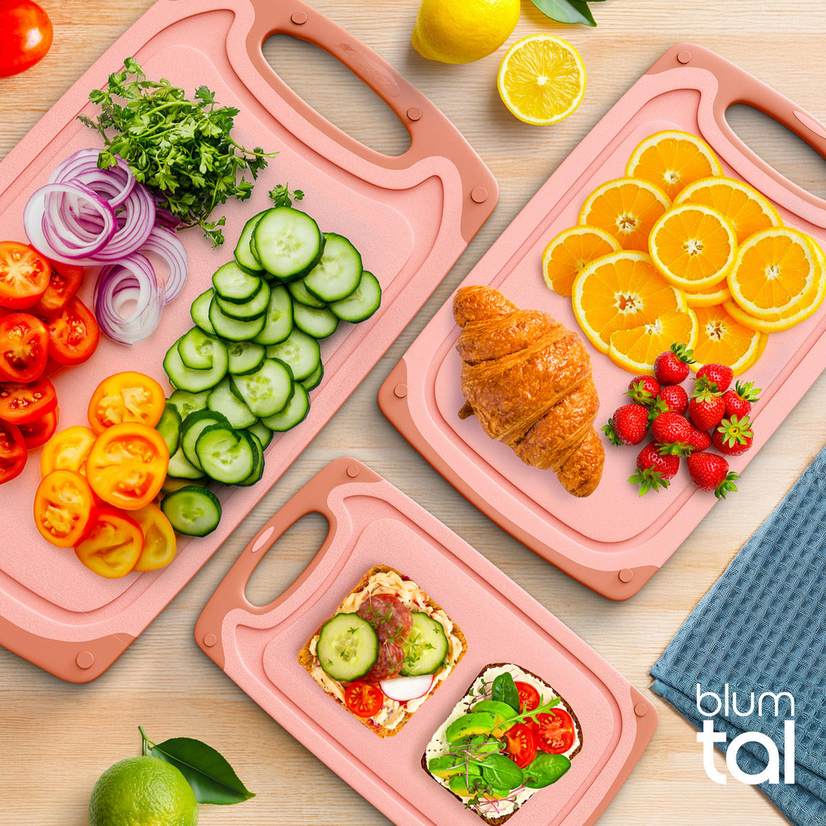 SCHNEIDEBRETT 3er Set Rosa - Rosa, Kunststoff (25/0.75cm) - Blumtal