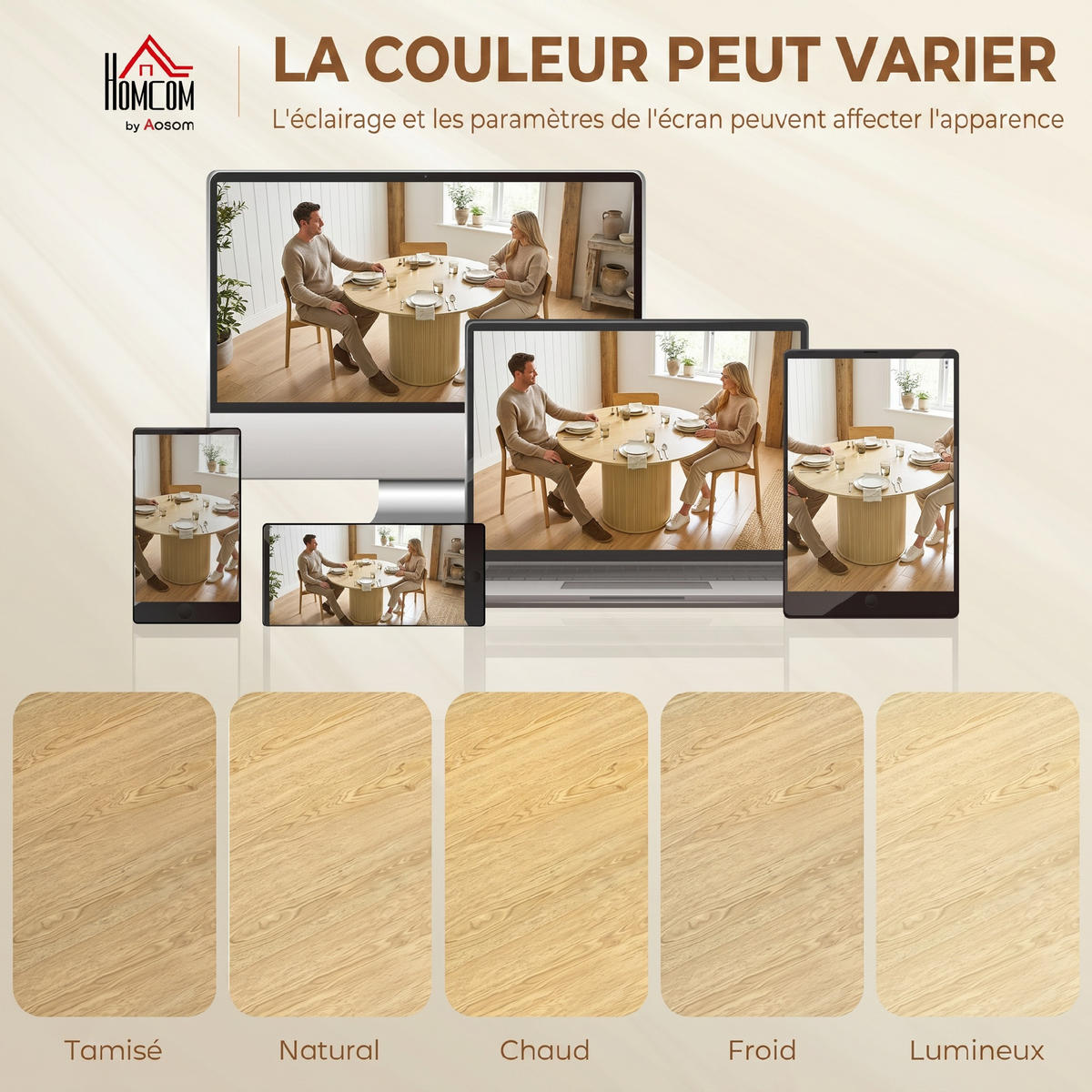 ESSTISCH Naturholz 1 Stück - Beige, Kunststoff (120/120/75cm) - GiPP