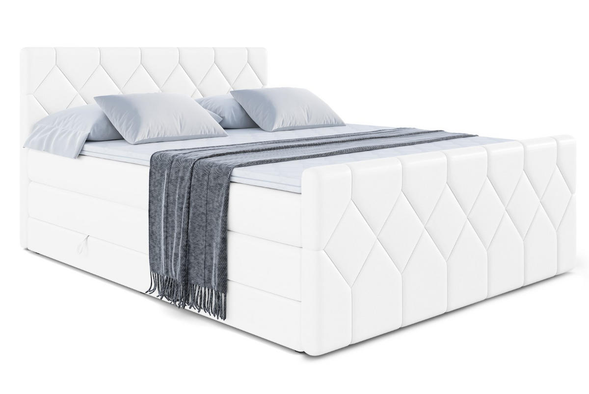 BOXSPRINGBETT CATOR-Z KING - 180x200 - H3/H4 - Weiß Hochglanz - Weiß Hochglanz, Holzwerkstoff (180/200cm) - ALTDECOR
