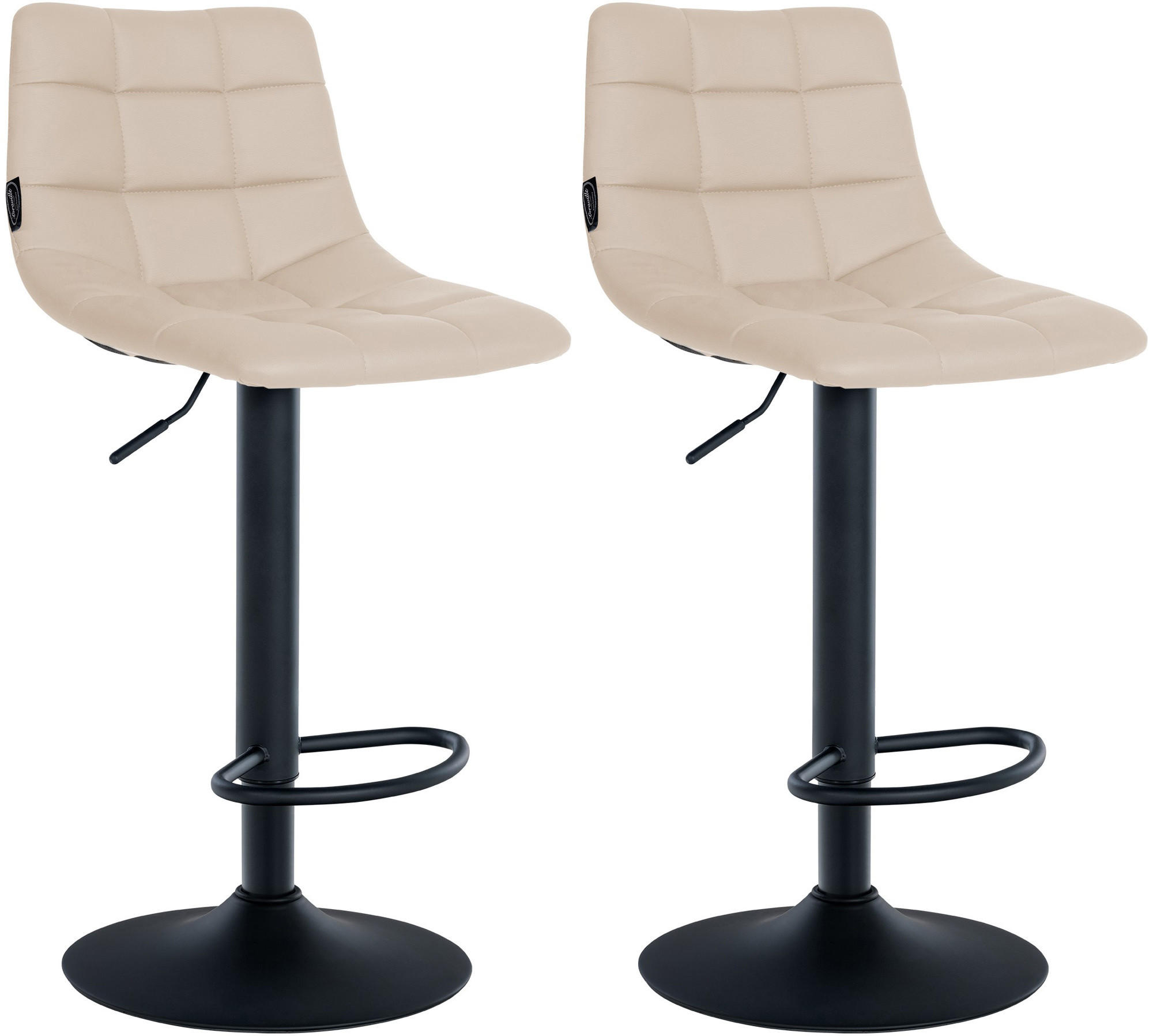 BARHOCKER 2er Set Lederlook creme - Creme/Schwarz, Textil/Metall (43/87/46.5cm) - CLP