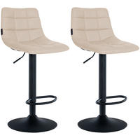 BARHOCKER 2er Set Lederlook creme - Creme/Schwarz, Textil/Metall (43/87/46.5cm) - CLP