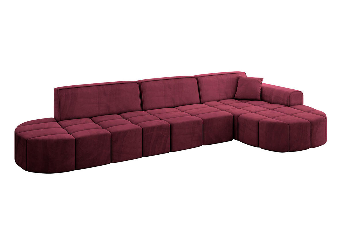 ECKSOFA Ottomane Rechts LIVO-L2 - 337x173x79,5 cm Bordeauxrot - Bordeaux, Holzwerkstoff/Textil (337/173cm) - ALTDECOR