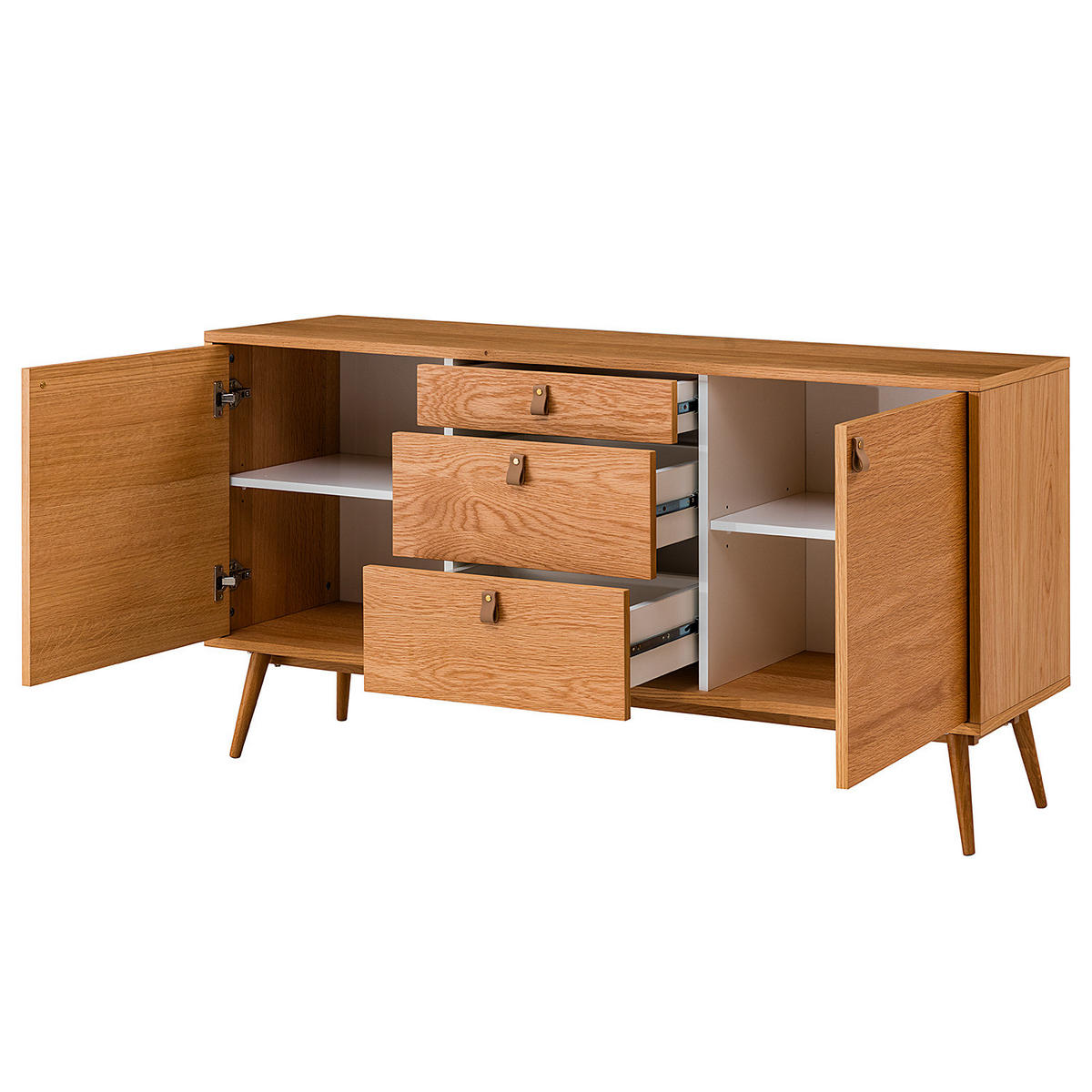 SIDEBOARD - Echtholzfurnier Eiche - Braun, Holzwerkstoff (150/75/40cm) - home24