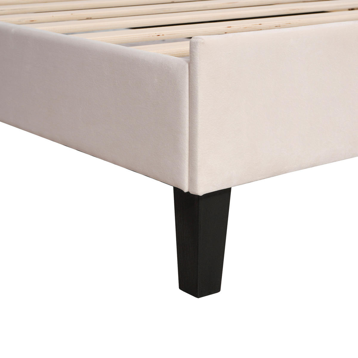 EINZELBETT 90x200 cm Beige Samt Muschel-Kopfteil Design Bett - Beige, Textil (90/200cm) - CASIVA