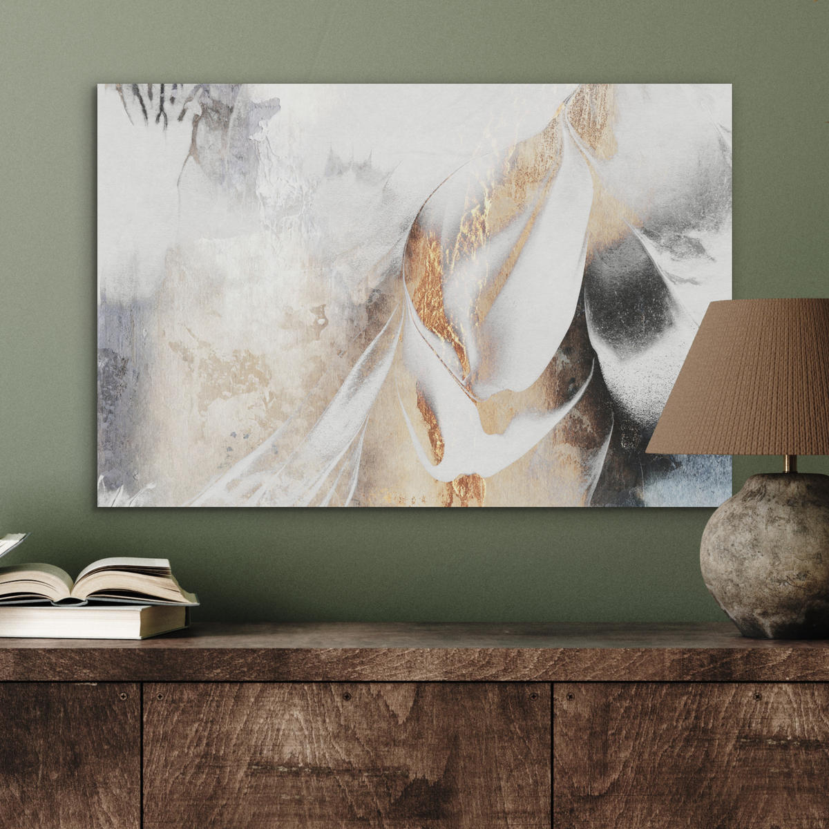 AKUSTIKBILD Luxus - Abstrakt - Gold - Weiß Wanddeko 70x50 cm - Goldfarben, Kunststoff (70/50/0.9cm) - MuchoWow