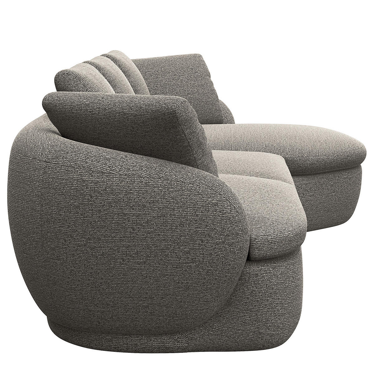 ECKSOFA mit Longchair - Schwarz/Grau, Kunststoff/Textil (276/146cm) - home24