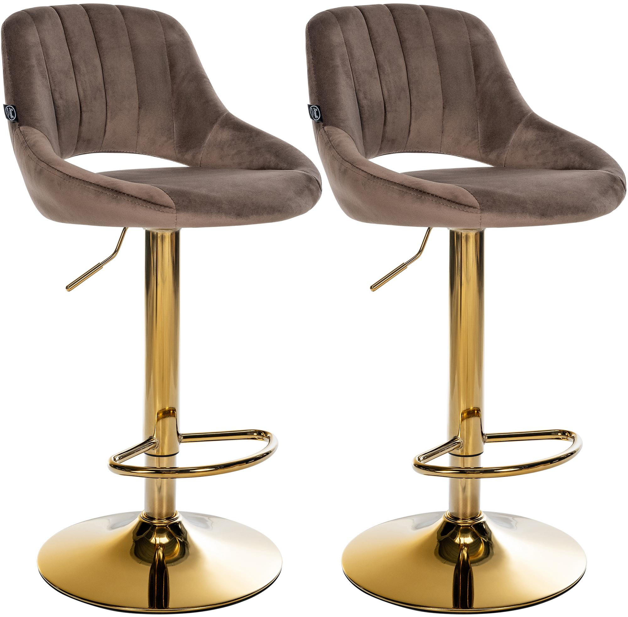 BARHOCKER 2 Samt Braun - Braun, Textil (47/85/48cm) - CLP