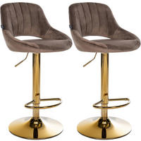 BARHOCKER 2 Samt Braun - Braun, Textil (47/85/48cm) - CLP