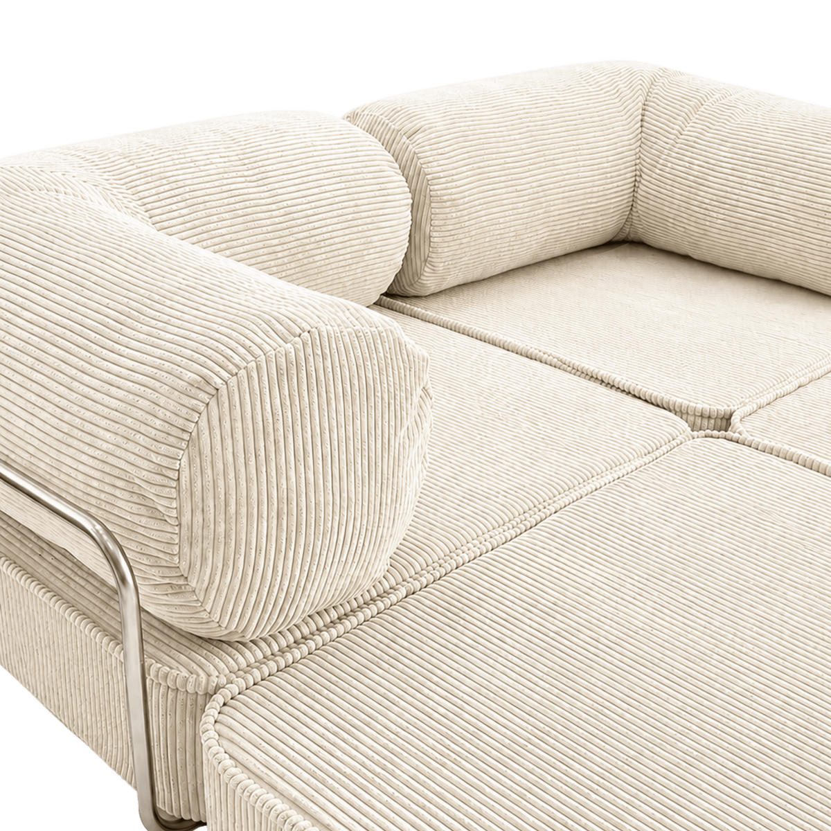 SOFA SURB Duo 100 Schlafsofa 2-Sitzer Creme 200/100 cm - Chromfarben/Creme, Textil/Metall (200/70/100cm) - SURB