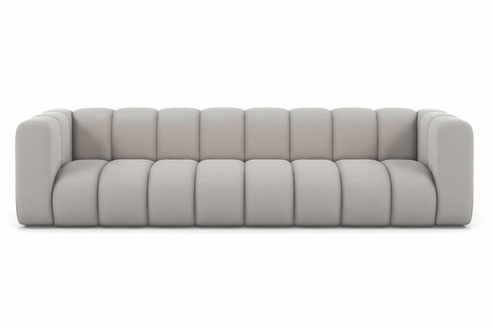 COUCH, Viersitzer-Sofa Grand, Veloursstoff Salvador, Grau - Grau, Holz (290/70/93cm) - Kaiser Möbel