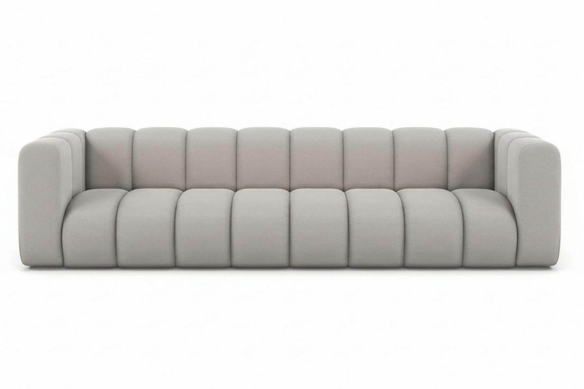 COUCH, Viersitzer-Sofa Grand, Veloursstoff Salvador, Grau - Grau, Holz (290/70/93cm) - Kaiser Möbel