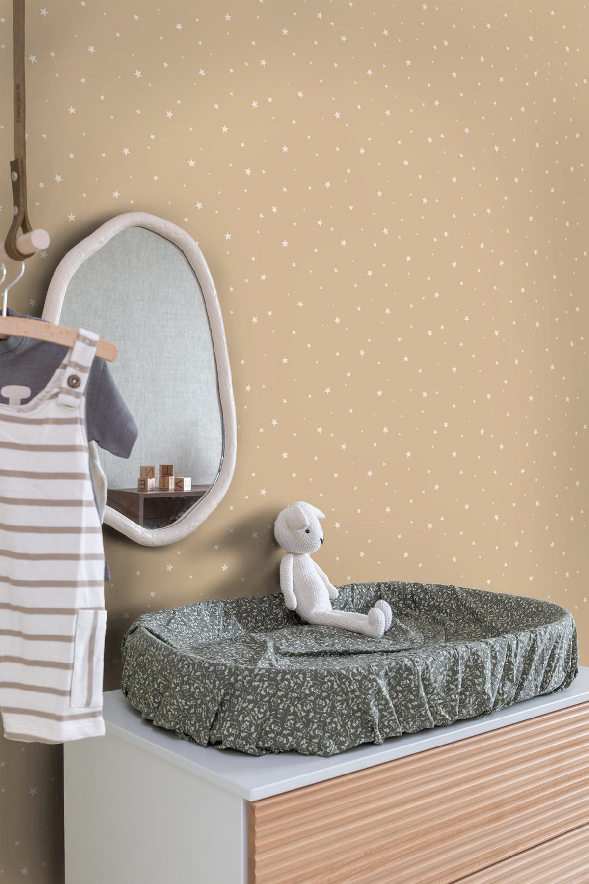 TAPETE kleine Sterne 53 cm x 10.05 m - Beige, Papier (53/0.1cm) - ESTAhome