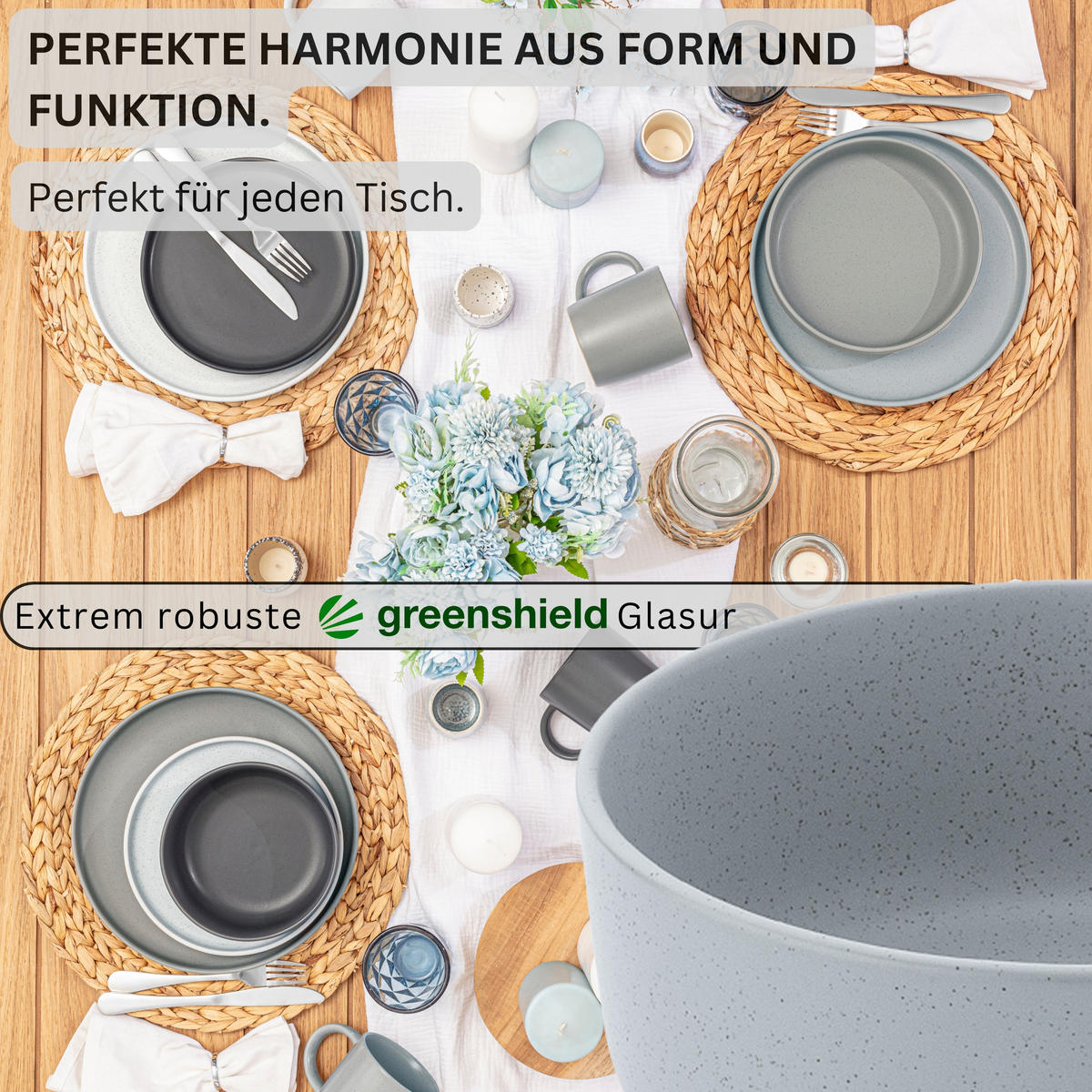 SCHALEN LEEDS- 4 teilig aus Steingut - Grau, Stein (16.5cm) - Sänger