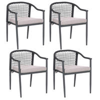 STUHL 4er-Set und Sitzkissen Metall Schwarz Ozzero - Schwarz, Metall (55/76/60cm) - Beliani