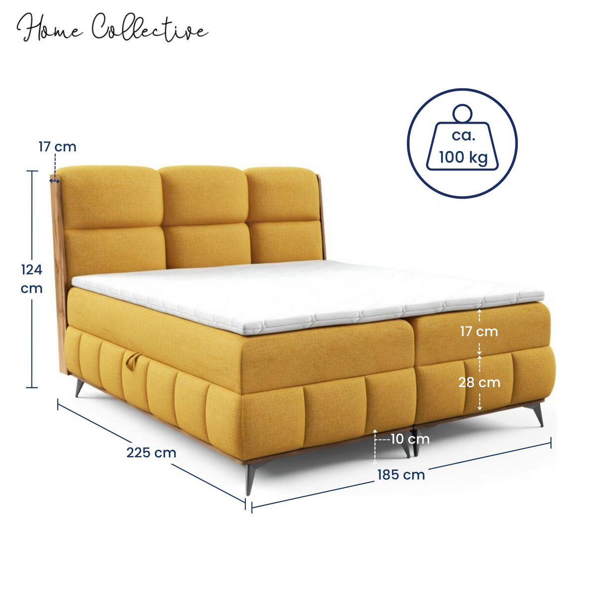 BOXBETT mit Stauraum und Topper 180x200 cm in Gelb - Gelb, Metall (180/200cm) - Home Collective
