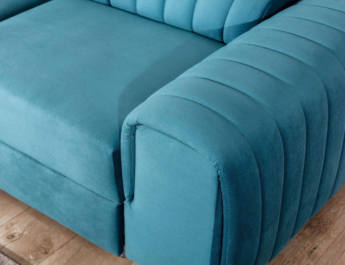 ECKSOFA Laurence mit Schlaffunktion & Bettkasten – 278 x 205 cm, verstellbare Kopfstützen - Blau, Kunststoff (278/205cm) - Wohnideebilder