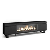 LOWBOARD, Tv-Schrank Elektrokamin XXL, schwarz, 208/35/57cm - Schwarz, Holzwerkstoff (208/57/35cm) - Skraut Home