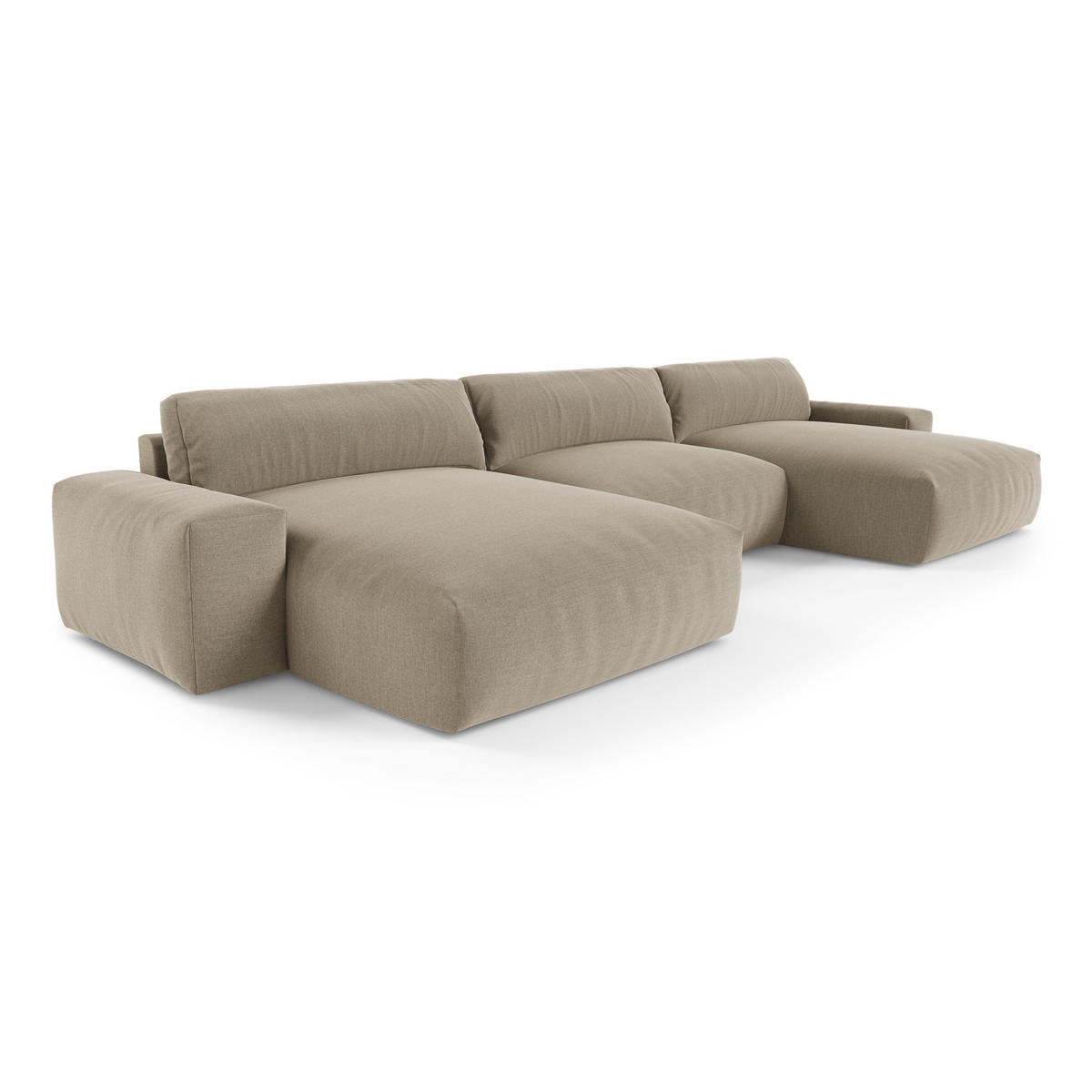 WOHNLANDSCHAFT Rastergewebe Taupe 420cm - Taupe, Textil (420/75/174cm) - Sia Home