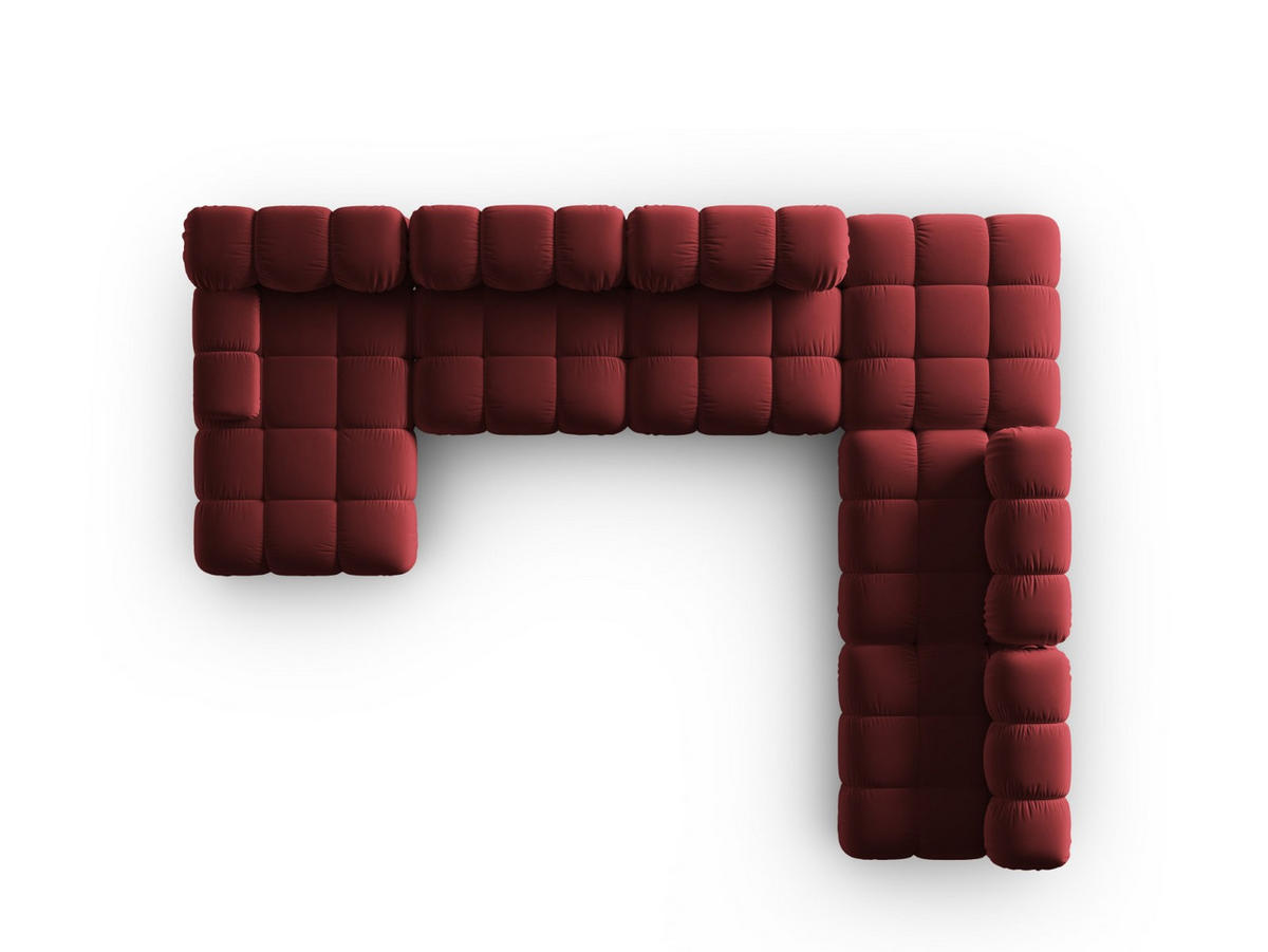 MODULARES-PANORAMASOFA rechts Bellis aus Samt dunkelrot 7 Sitzplätze - Dunkelrot, Textil (282/63/379cm) - Micadoni