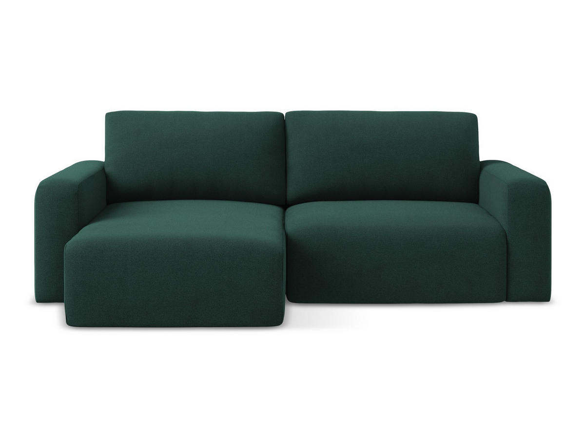 ECKSOFA mit Schlaffunktion links Strukturstoff Stoff Grün - Dunkelgrün/Schwarz, Kunststoff/Textil (149/244cm) - Makamii