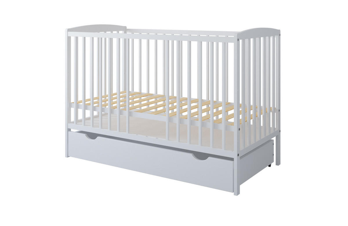 BABYBETT Elva 2in1 mit Matratze und Schublade - Weiß, Holz - kiki design
