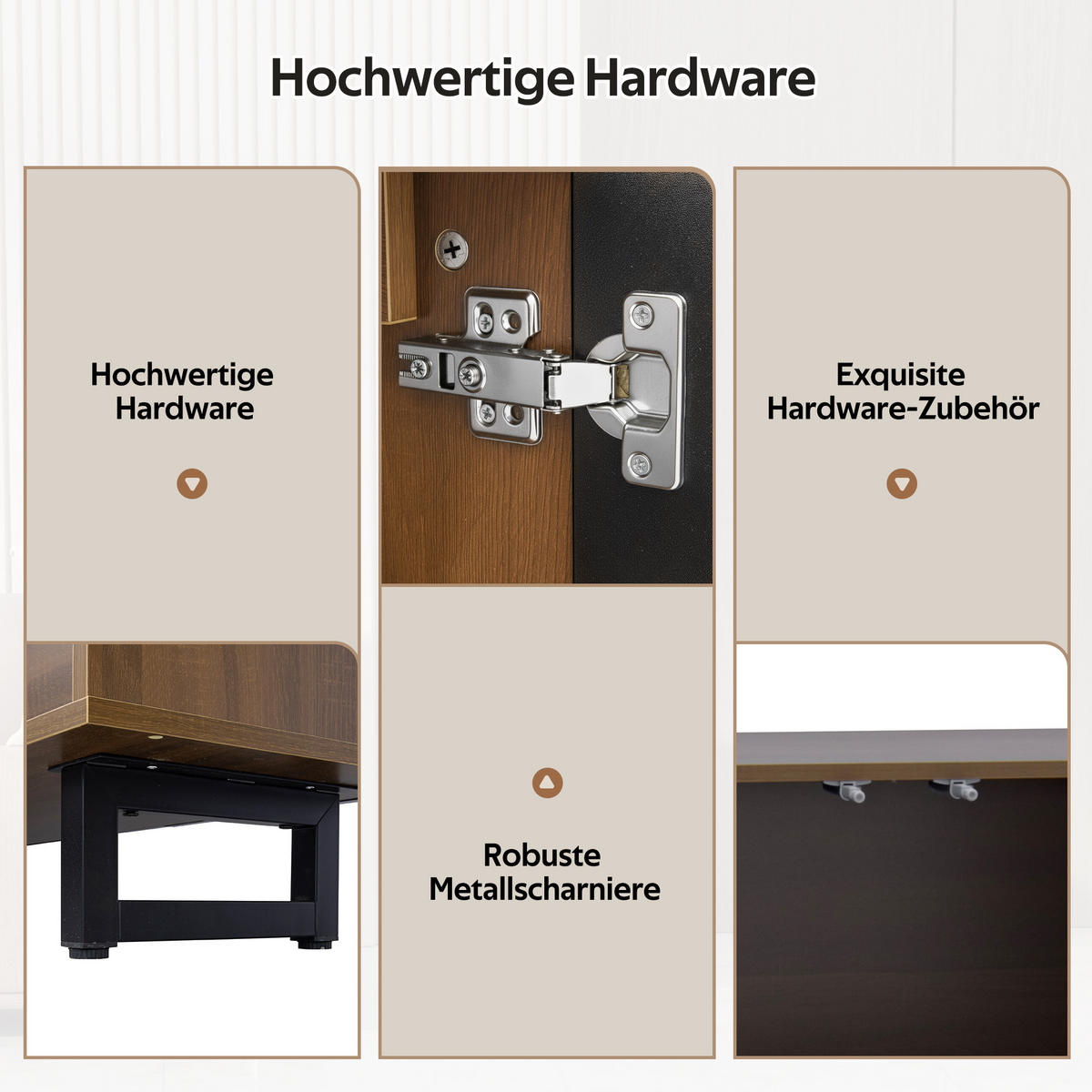 TV-SCHRANK 180x38x50 4 Türen Vintage Holzmaserung Design - Schwarz, Holzwerkstoff (38/50/180cm) - FLIEKS