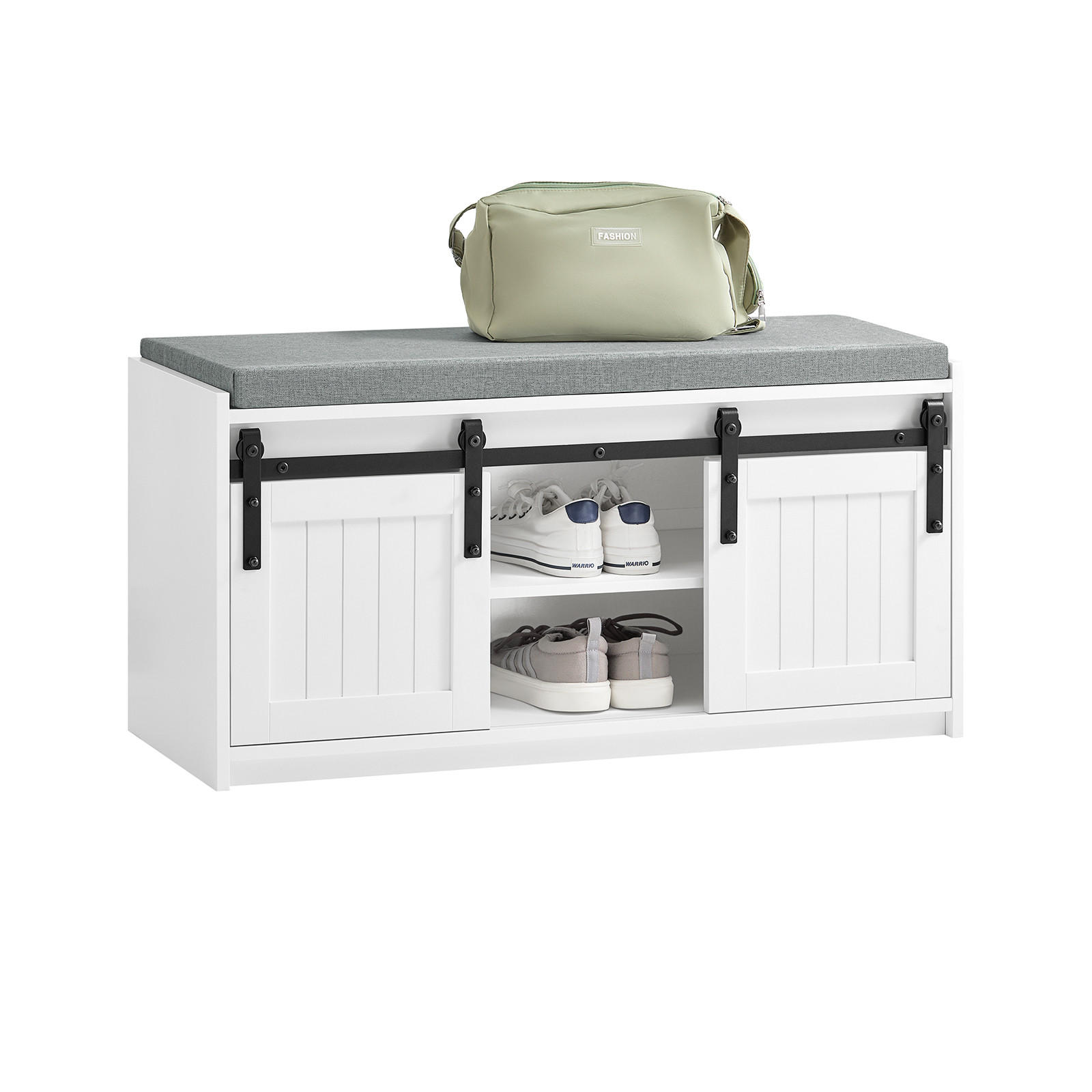 SCHUHBANK Weiß - Weiß, Holzwerkstoff/Metall (90/46/35cm) - SoBuy