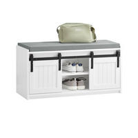 SCHUHBANK Weiß - Weiß, Holzwerkstoff/Metall (90/46/35cm) - SoBuy