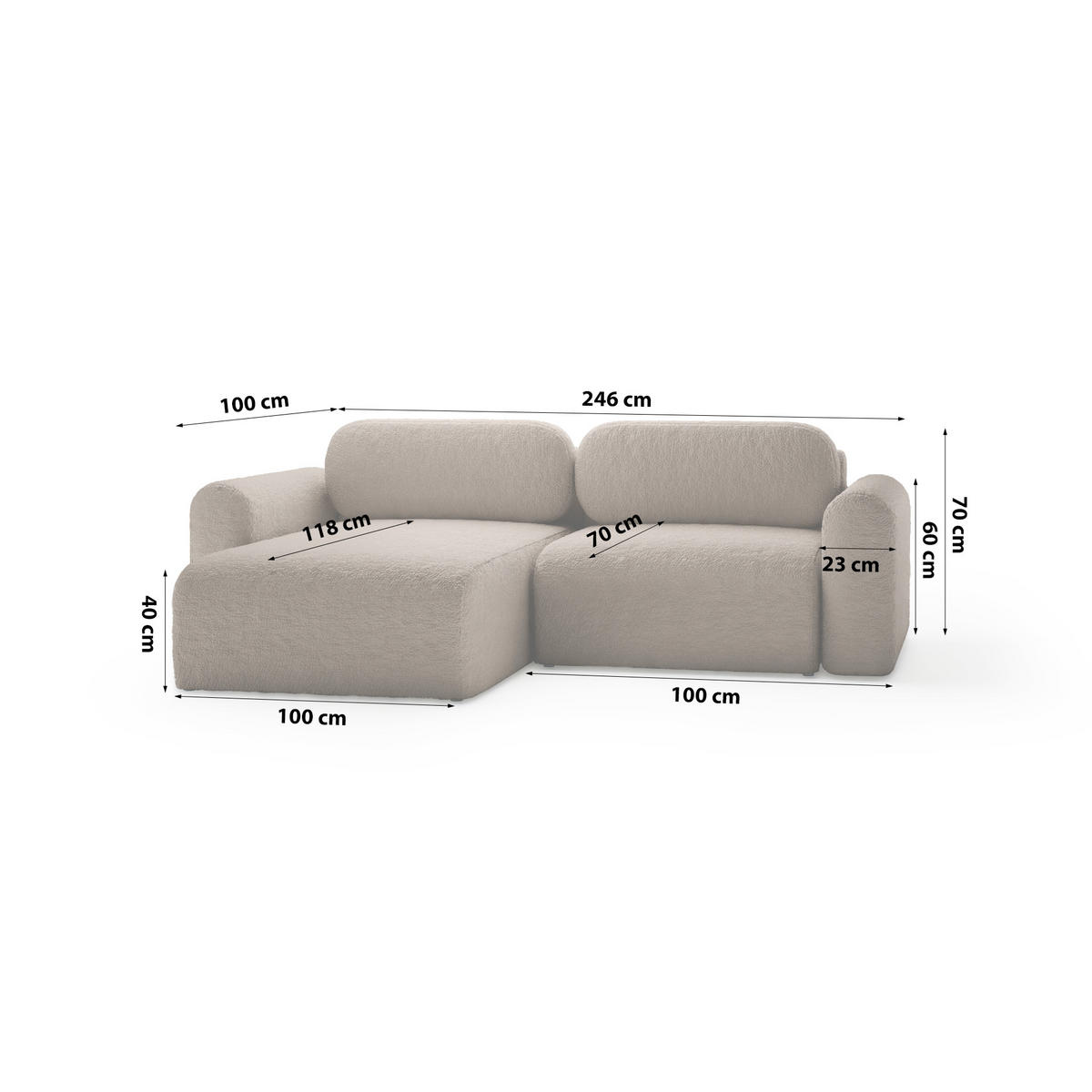 ECKSOFA mit Schlaffunktion Thekla Mini, Brown - Braun, Textil (246/100cm) - Fedve