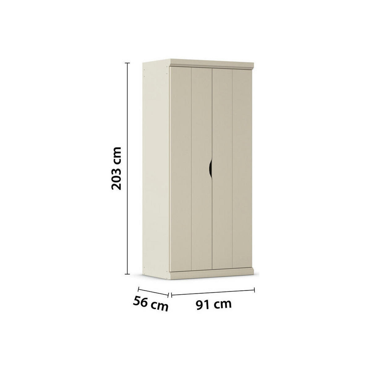 JUGENDZIMMER Frieda in Beige 5-teilig mit 2 türigem Kleiderschrank ohne Schubkästen, 90er Jugendbett, Nachttisch, Schreibtisch mit Container - Beige, Holzwerkstoff (80/200/120cm)