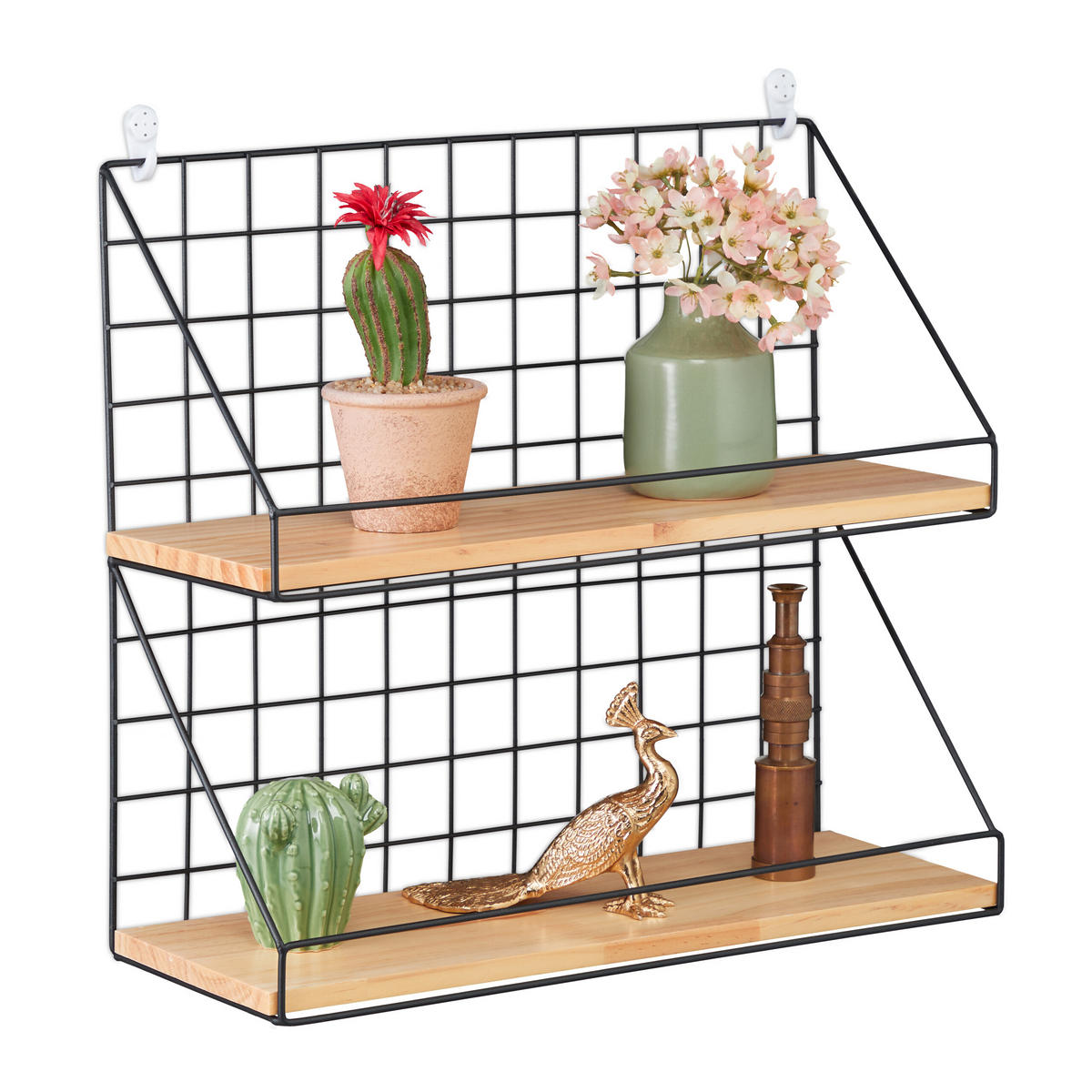 WANDREGAL - Schwarz, Holzwerkstoff/Metall (45/41/16cm) - Relaxdays