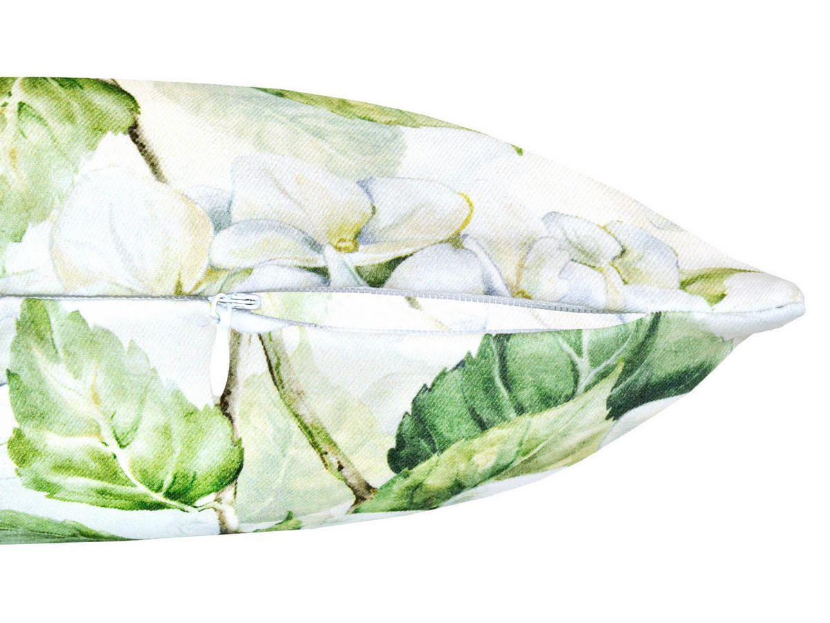 KISSENHÜLLE Landlust-Hortensie weiß 25/35 cm - Weiß/Grün, Textil (25/35cm) - beties Heimtextil