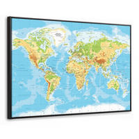 LEINWAND Bilder mit Rahmen - Weltkarte - Statistisch - Blau - Erde - Bildung - 120x80 - Blau, Textil (120/80cm) - MuchoWow