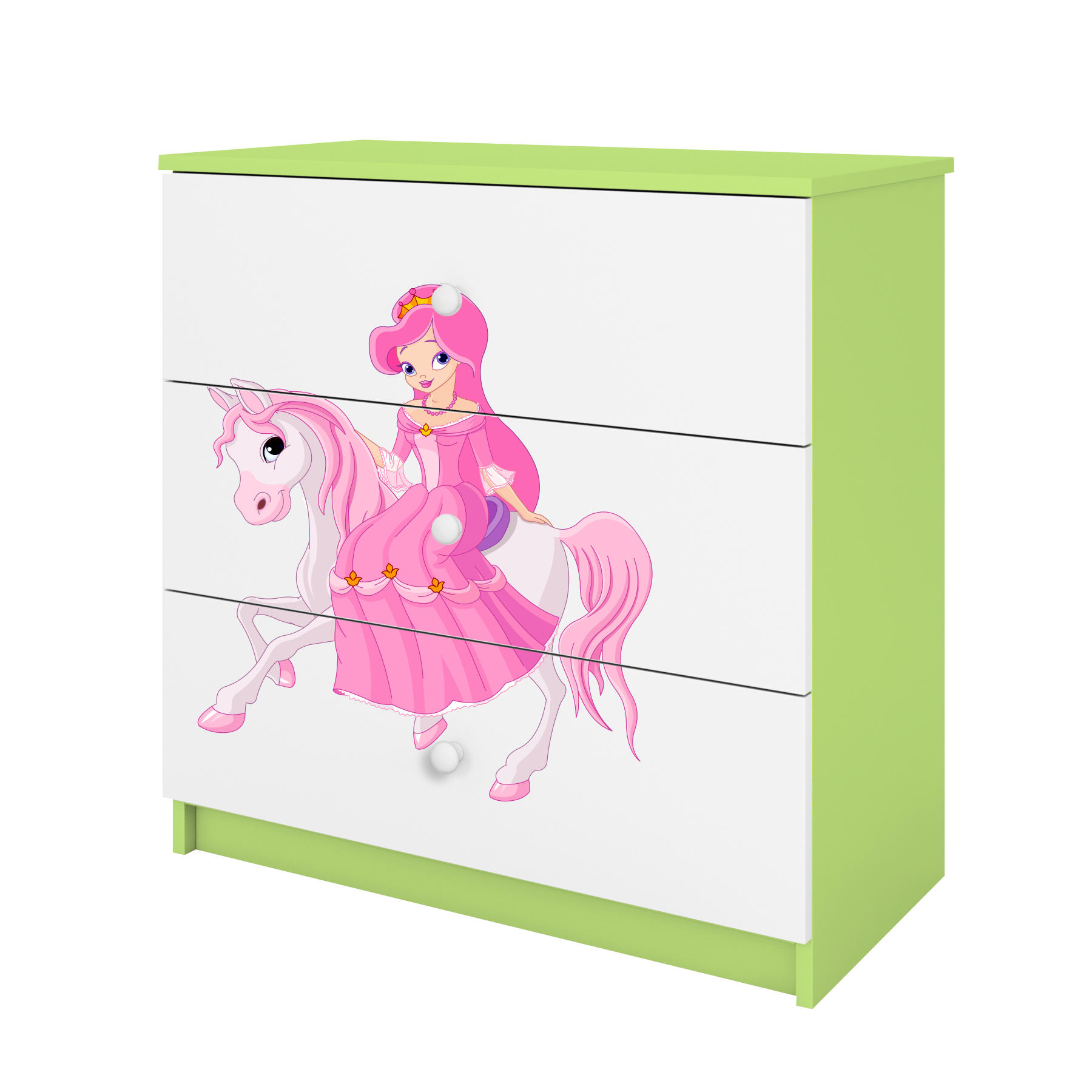 KOMMODE Babydreams Prinzessin zu Pferd 81/81/41 - Grün, Holzwerkstoff (81/81/41cm) - RAUMHIRSCH FURNITURE