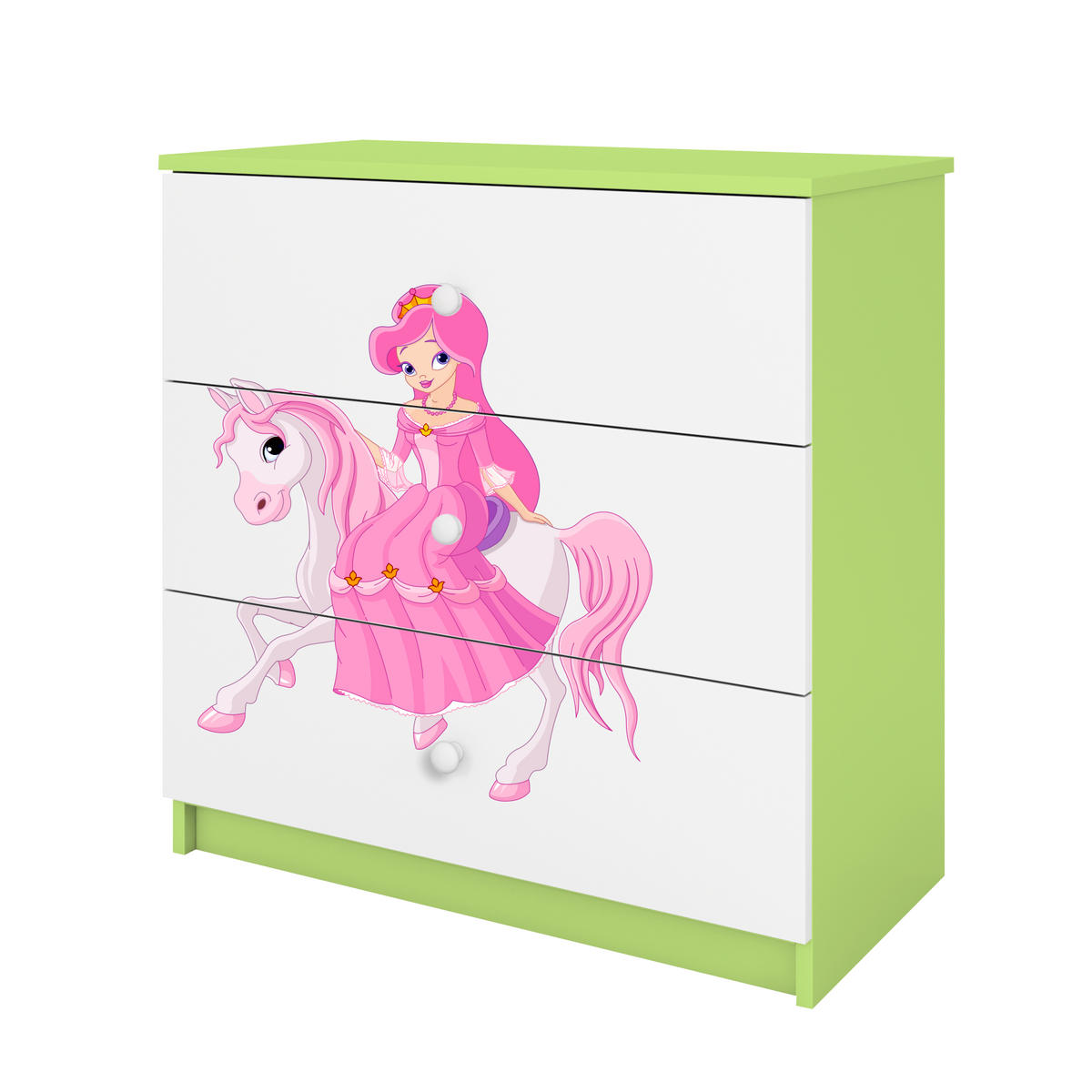 KOMMODE Babydreams Prinzessin zu Pferd 81/81/41 - Grün, Holzwerkstoff (81/81/41cm) - RAUMHIRSCH FURNITURE